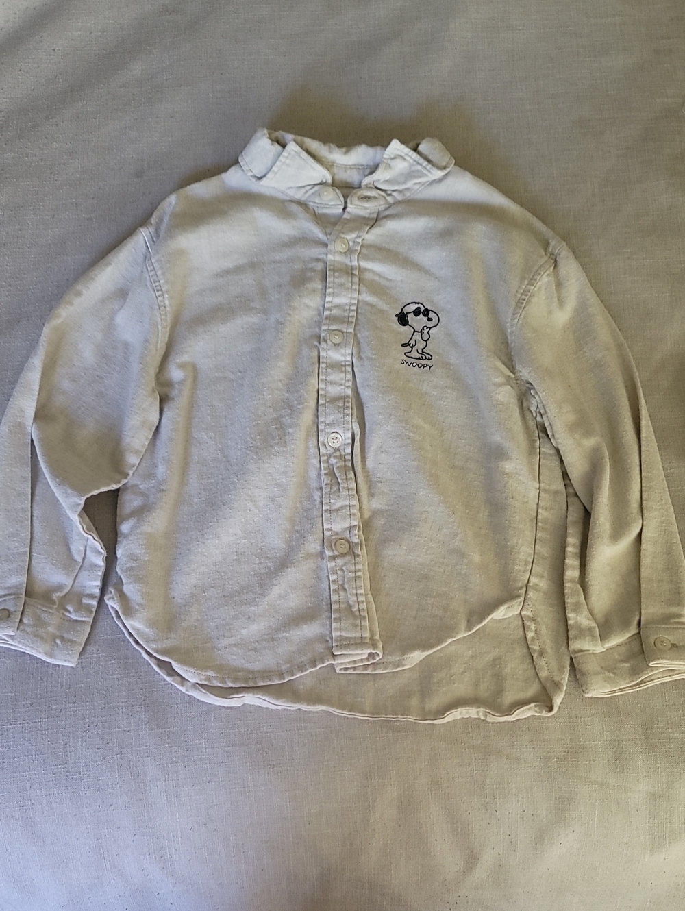 Zara Peanuts Button-Down Shirt with Snoopy Embroidery, Size 5-6
